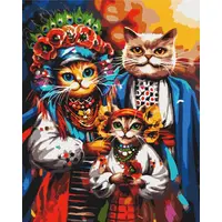 Картина за номерами Сім'я котиків-козаків BS53690L BrushMe 40*50