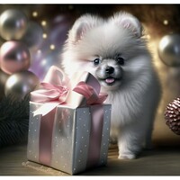 Алмазная мозаика "Щенок с подарком" S20006 30*40см на подрамнике Dreamtoys