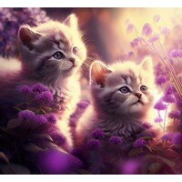 Алмазная мозаика "Котята среди цветов" S20069 30*40см на подрамнике Dreamtoys