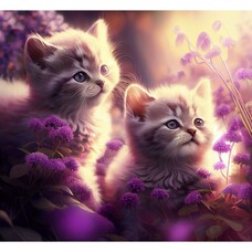 Алмазна мозаїка "Кошенята серед квітів" S20069 30*40см на підрамнику Dreamtoys