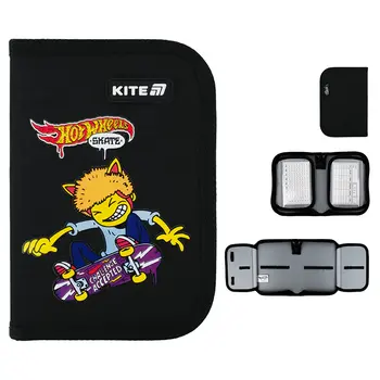 Пенал для мальчика без наполнения Kite Hot Wheels Skate HW25-622-2, 1 отделение, 2 отворота