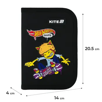 Пенал для мальчика без наполнения Kite Hot Wheels Skate HW25-622-2, 1 отделение, 2 отворота