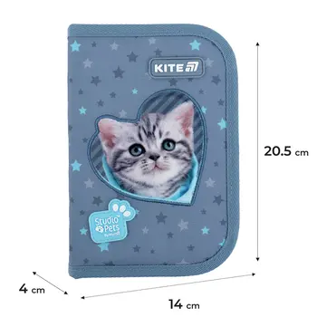 Пенал для дівчинки без наповнення Kite Studio Pets SP25-622-3, 1 відділення, 2 відворота