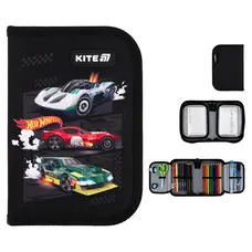 Пенал наповнений з олівцями 1 відділення 2 отвороти Kite  HW25-622H-1 Hot Wheels 